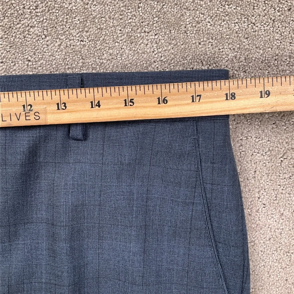 Alberto Cardinali Suit Mens 42S 36W 27L Blue Gray Plaid‎ Slim Fit  Lightweight